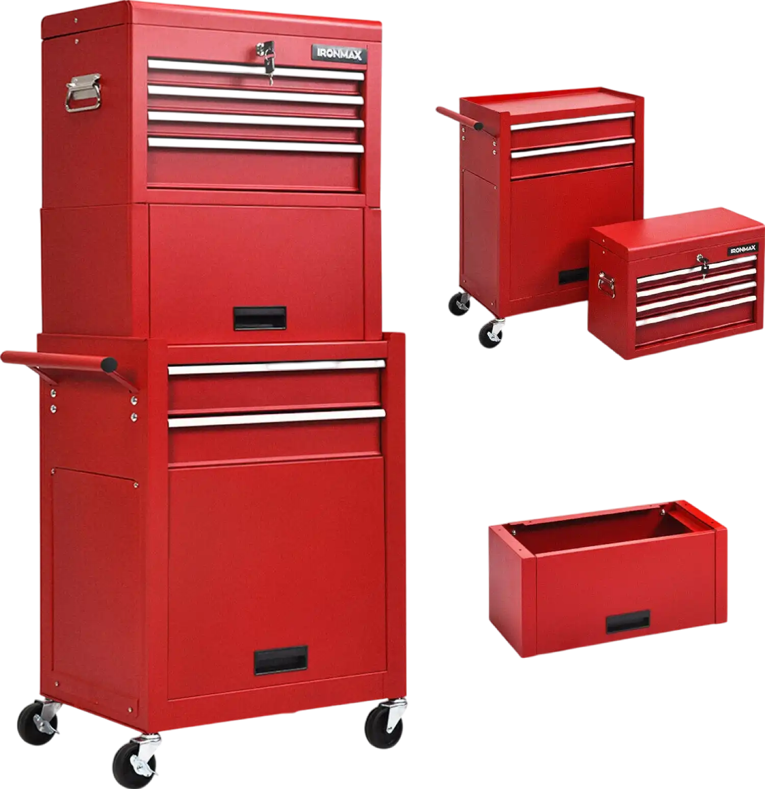 Costway Tool Box 3-in-1 Rolling Chest with 6 Sliding Lockable Drawers with Heightening Cabinet New