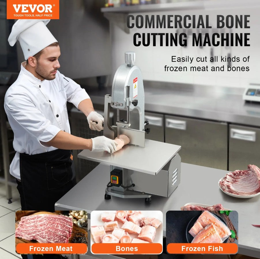 Vevor Commercial Electric Bone Saw 1800W Meat Bandsaw Cutter with 7" Max Thickness New