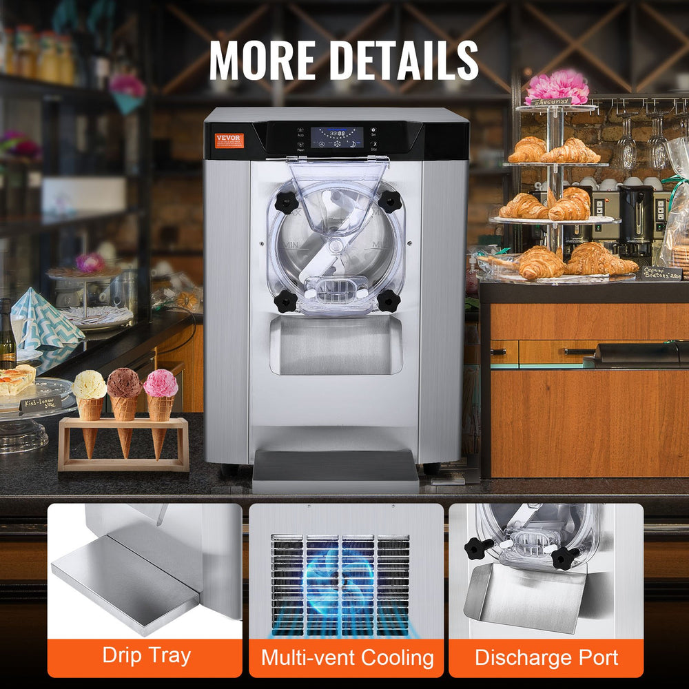 Vevor Ice Cream Machine 3.2 Gal per Hour 1713W Countertop Stainless Steel Single Flavor with LED Panel New