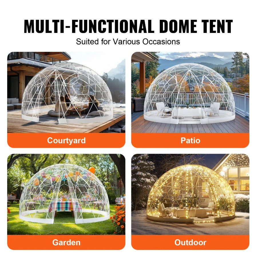 Vevor Transparent Dome Bubble Tent 12' Outdoor Igloo Shelter for Camping and Events New