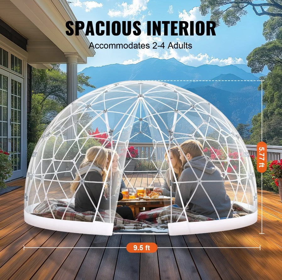 igloo dome tent Vevor Transparent Dome Bubble Tent 9.5' Outdoor Igloo Shelter for Camping and Events New