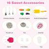 Colorful kids kitchen accessories including utensils, cutting veggies, and a chef hat for imaginative play and learning.