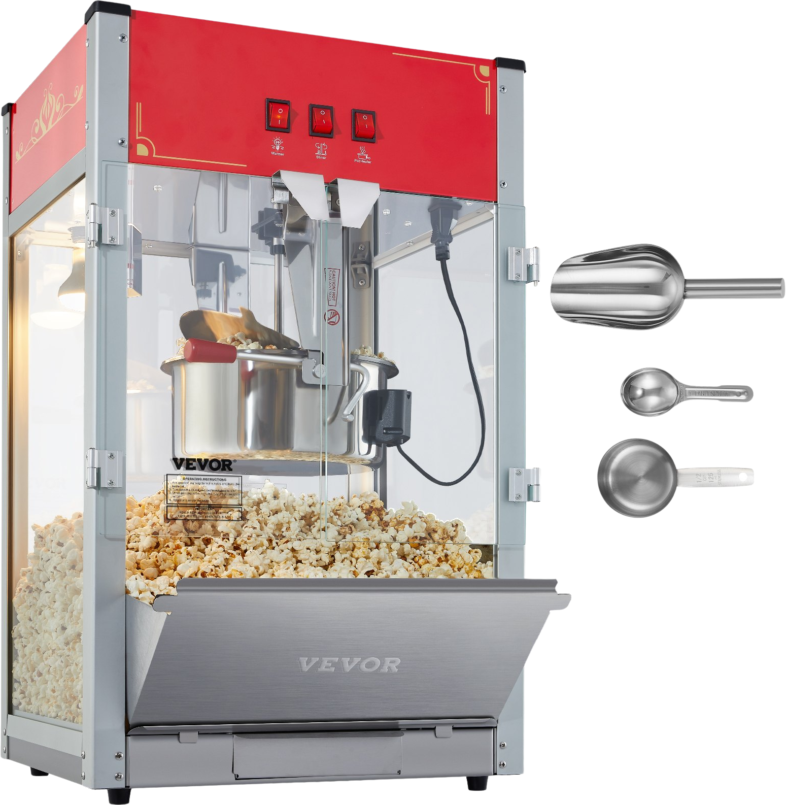 Vevor Popcorn Popper Machine 12 oz Kettle 1440W Countertop Popcorn Maker 80 Cups New