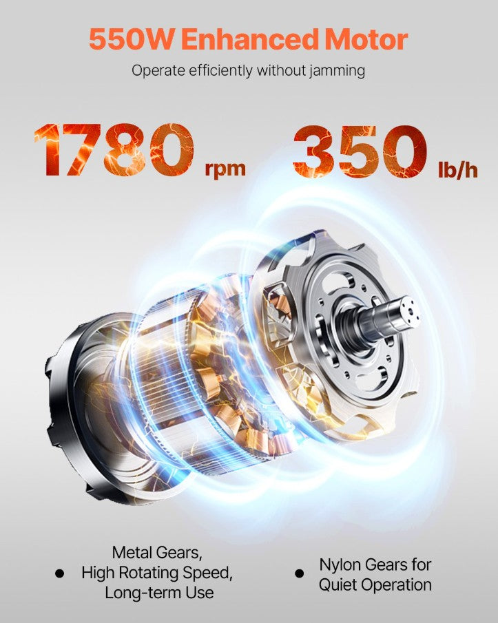 Vevor Electric Meat Cutter 350 Lb/H 550W Stainless Steel Blades New