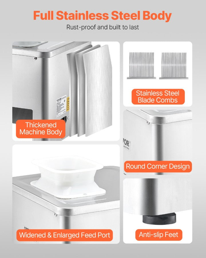 Vevor Electric Meat Cutter 350 Lb/H 550W Stainless Steel Blades New