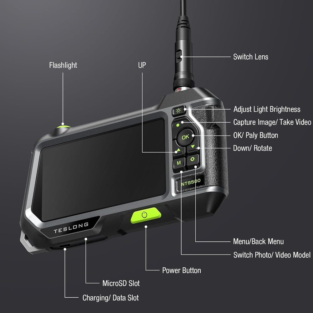 Teslong Inspection Camera Pro 3.9mm Single-Lens 5" HD Screen 3.2' Probe NTS500D39L1 New