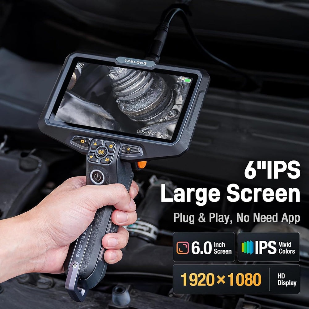 Teslong Inspection Camera Pro 8.5mm Rotating-Lens 6" HD Screen 16' Probe NTS600D8RL5 New