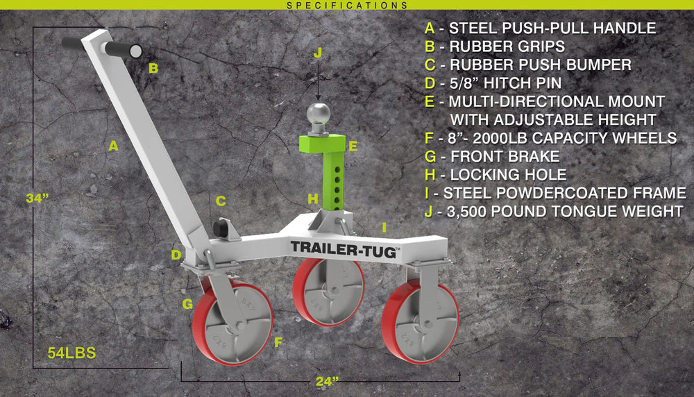 Trailer Tug 3.0 Trailer Dolly with 3,500 Lbs Tongue Weight Capacity TT18003 New