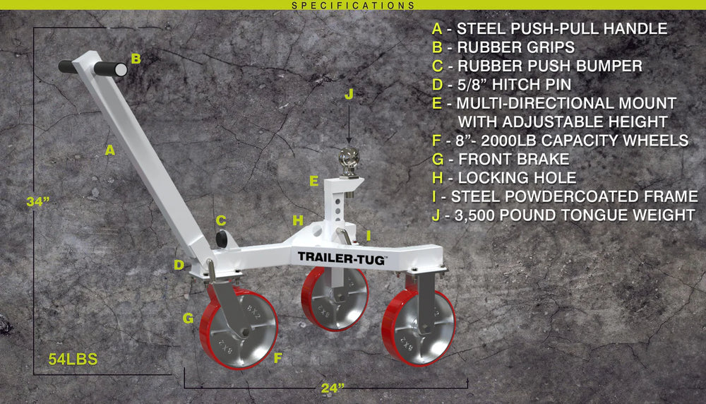 Trailer Tug 2.0 Trailer Dolly with 3,500 Lbs Tongue Weight Capacity TT18002 New