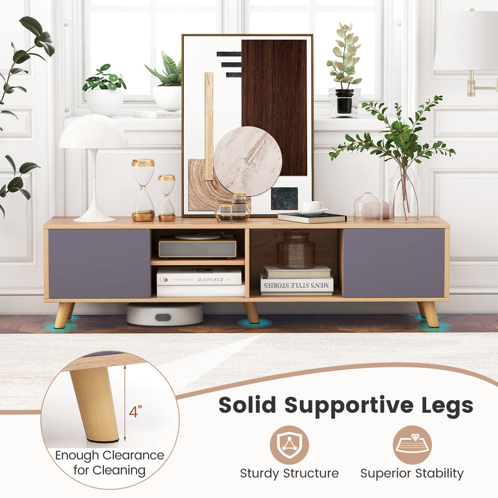 TV stand cabinet for TVs up to 65 inches with spacious storage, sturdy legs, and a minimalist design for living rooms.