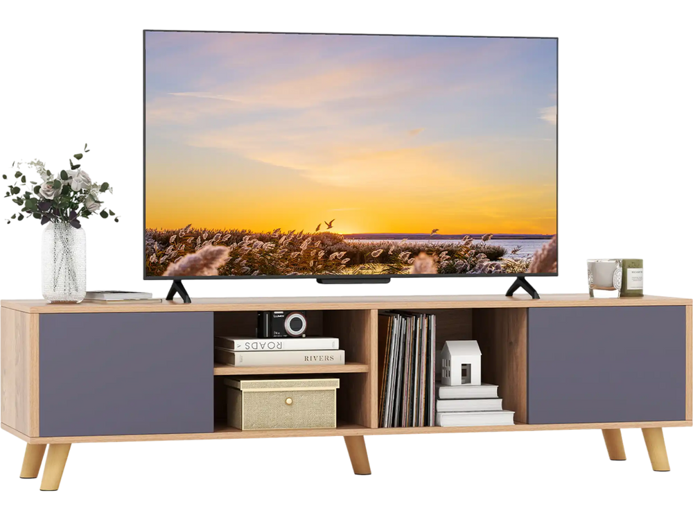 TV Stand Cabinet for TVs up to 65 Inch with Open Shelf for Living Room