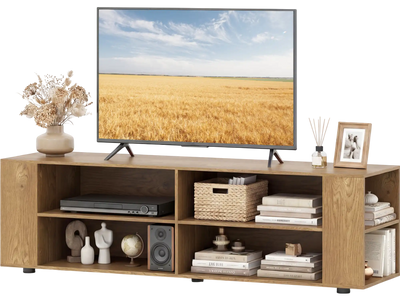 Costway Wooden TV Stand 8 Open Shelves for TVs up to 65