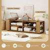 Modern wood TV stand with spacious tabletop, 4 side shelves, and ample storage for entertainment essentials.