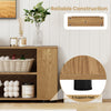 Modern wood TV stand with 5 support feet, featuring open compartments for storage and a natural finish for versatile.