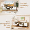 TV stand for TVs up to 65” with 5 drawers and 3 open shelves, featuring oak finish for stylish media storage.