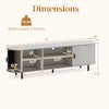 Mid century modern TV stand with fluted sliding doors, featuring ample storage for TVs up to 80 inches and a curved.