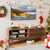 Brown TV stand for TVs up to 55" featuring sliding door and adjustable shelves, perfect for living room storage.