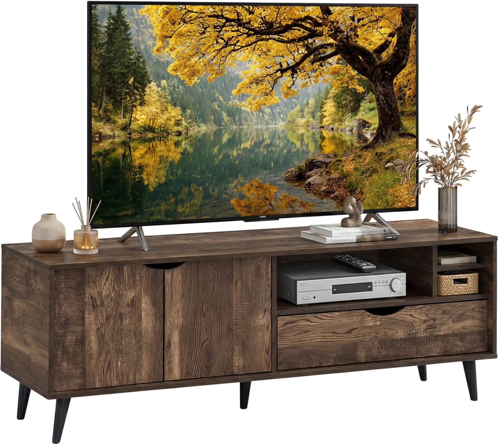Costway Rustic TV Stand Entertainment Center for TVs up to 65