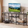 TV Stand for TVs up to 65 Inch with 3-Tier Open Shelves and 4 Hooks-Oak & Black - Gallery View 1 of 10