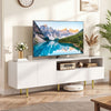 TV Stand for TVs up to 70" with Storage Cabinet and Raised Metal Legs-White - Gallery View 1 of 11