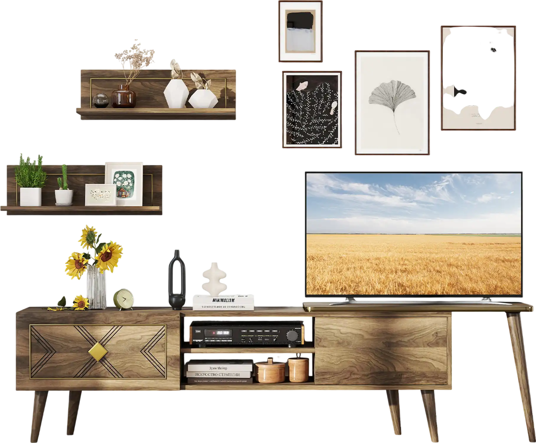 Costway Mid-Century Modern TV Stand for TVs up to 85