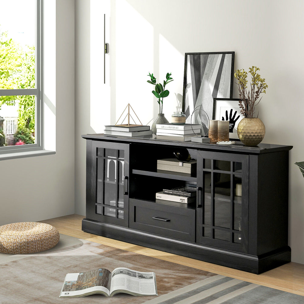 Costway TV Stand for 70" TVs with Glass Doors and Storage New
