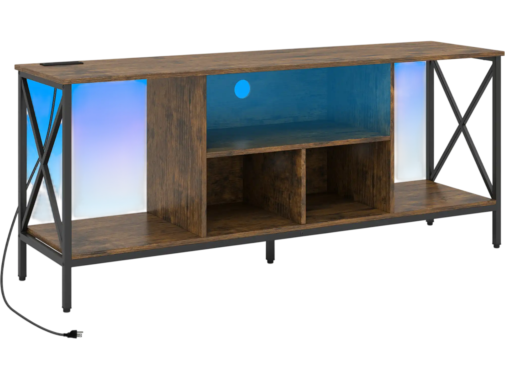 Costway TV Stand LED Lights Entertainment Center for 65