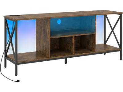 Costway TV Stand LED Lights Entertainment Center for 65
