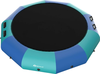 Costway Inflatable Water Trampoline 12' Padded Platform Bouncer with 3-Step Ladder New