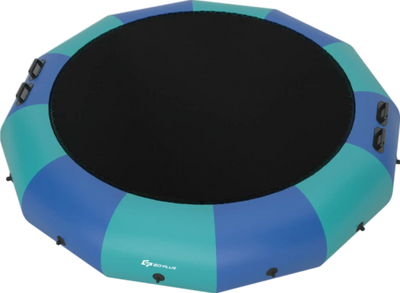 Costway Inflatable Water Trampoline 15' Padded Platform Bouncer with 3-Step Ladder New