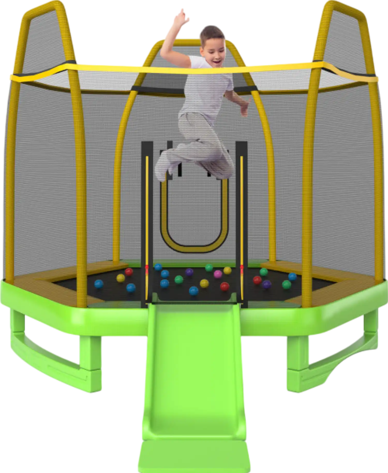 Costway Trampoline 7' Kids with Ladder Slide and Enclosure for Indoor and Outdoor New