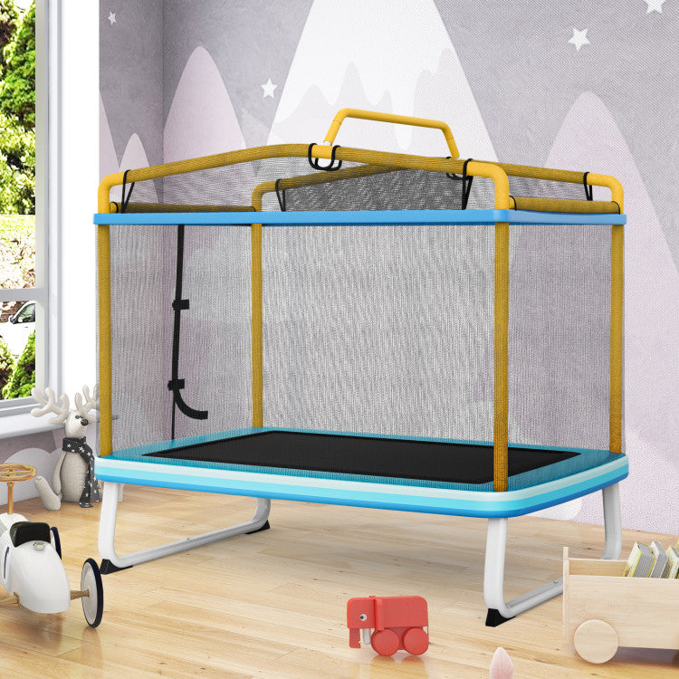 Costway Trampoline 6' Rectangle with Swing Horizontal Bar and Safety Net for Kids New