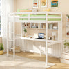 Twin size loft bed with sturdy solid pine wood frame, featuring a secure ladder and ample shelf space for storage and.