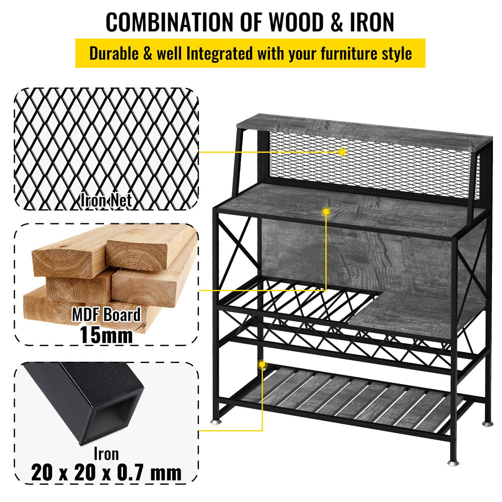 Vevor Bar Cabinet with Wine Rack and Glass Holder Industrial Liquor Storage Holds 12 Bottles New
