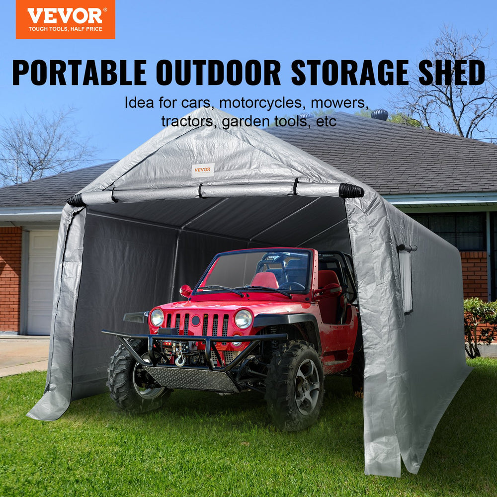 outdoor storage tent Vevor Outdoor Storage Shelter 10' x 15' x 8' Portable Shed Roll-Up Zip – FactoryPure