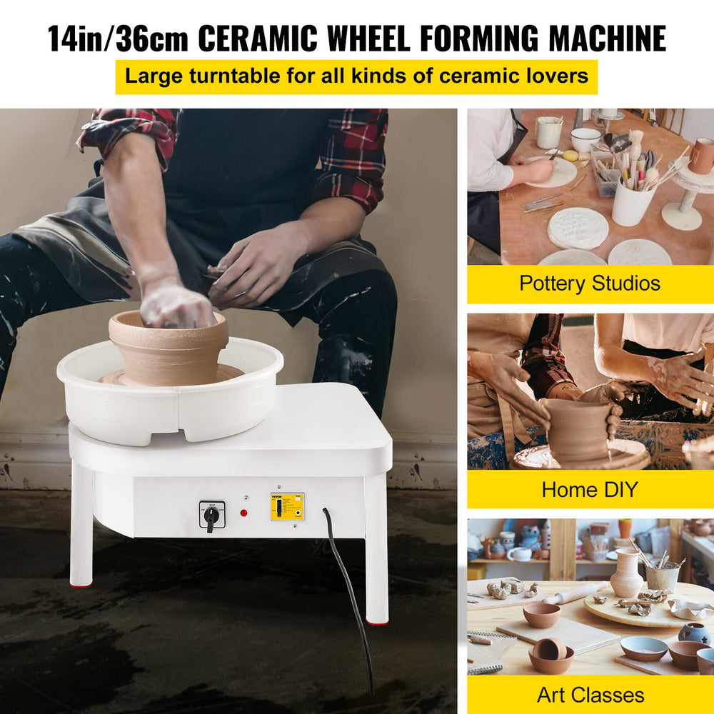 foot pedal for pottery wheel VEVOR 36 cm Pottery Forming Pottery Wheel Machine with 450w Foot Pedal Pottery Wheel White