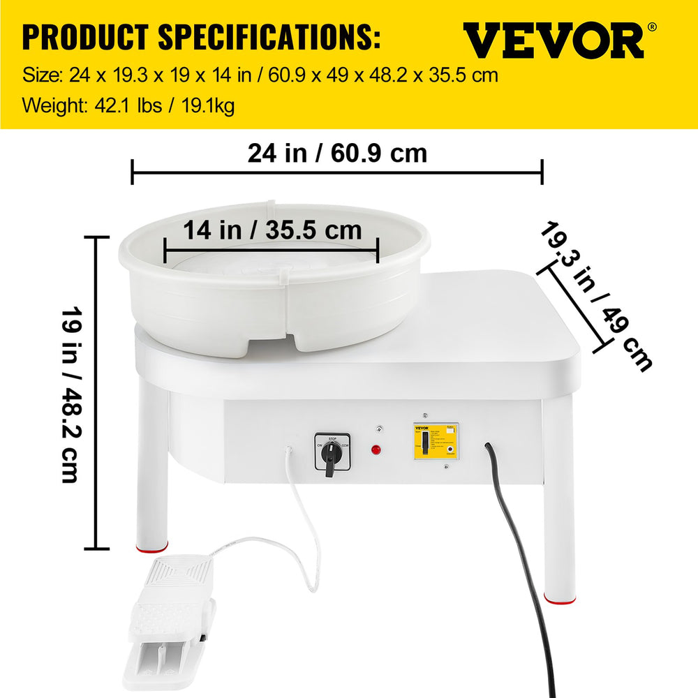 foot pedal for pottery wheel VEVOR 36 cm Pottery Forming Pottery Wheel Machine with 450w Foot Pedal Pottery Wheel White