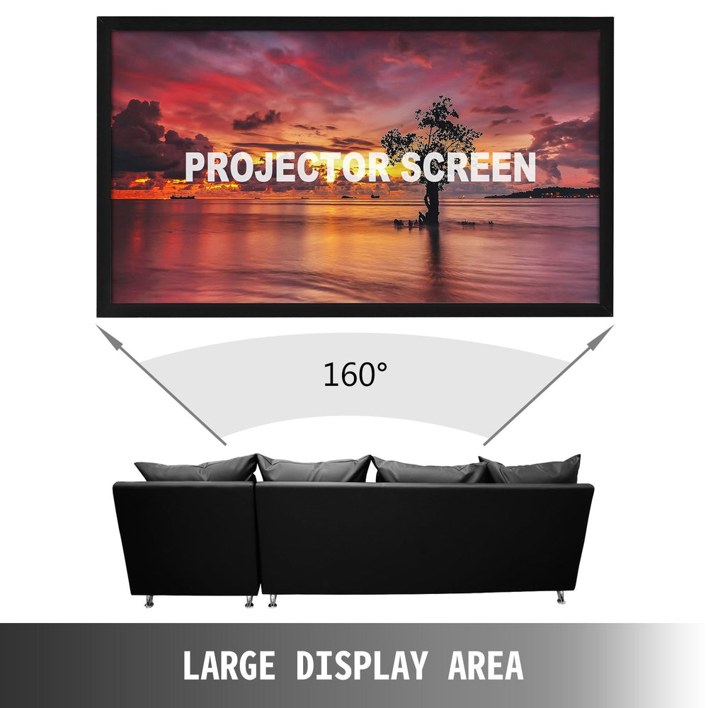 Vevor Projector Screen 130" Fixed Aluminum Frame 16:9 4K HD Wall Mounted New