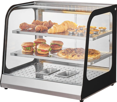Vevor Food Warmer Display 850W 2-Tier Countertop Cabinet 86°F~185°F Temperature Range New
