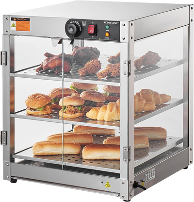 Vevor Commercial Food Warmer 3-Tier Stainless Steel 95 Qt Countertop Display with LED Lights 800W New