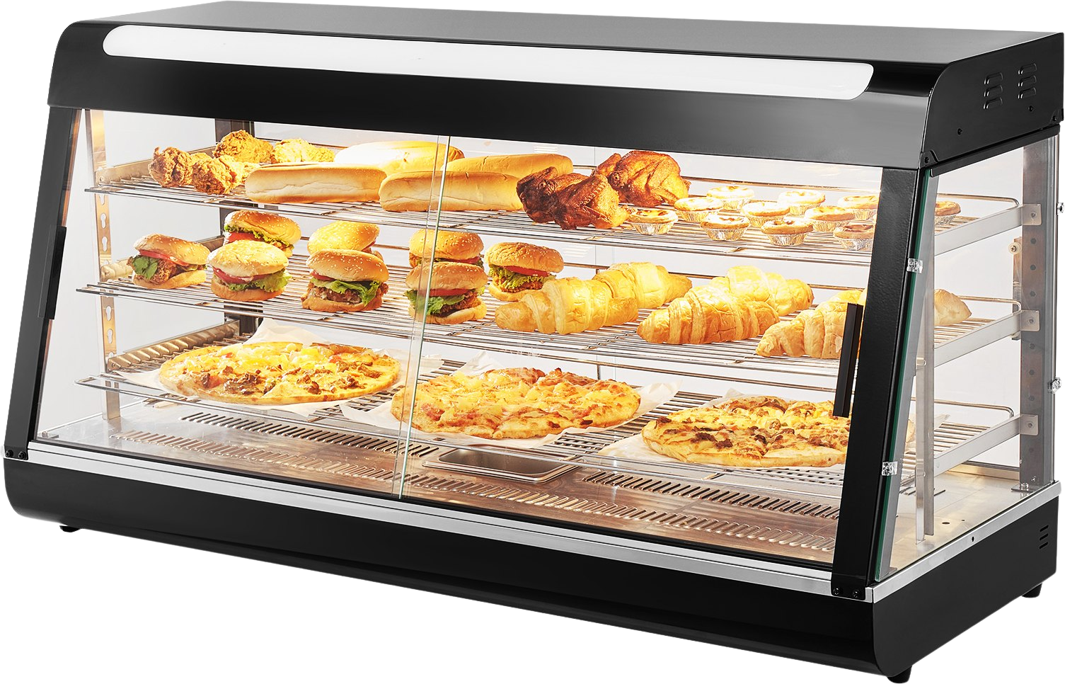 Vevor Commercial Food Warmer 3-Tier Display 190 Qt Countertop Cabinet with LED Lights 1500W New