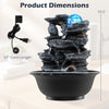 Tabletop water fountain with multiple tiers, rolling crystal ball, and color-changing LED light for tranquil ambiance.