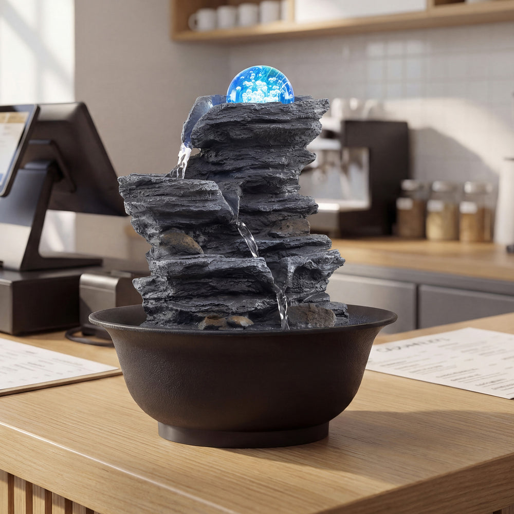 Tabletop Water Fountain with Rolling Crystal Ball and Color-Changing LED Light-C - Gallery View 1 of 11