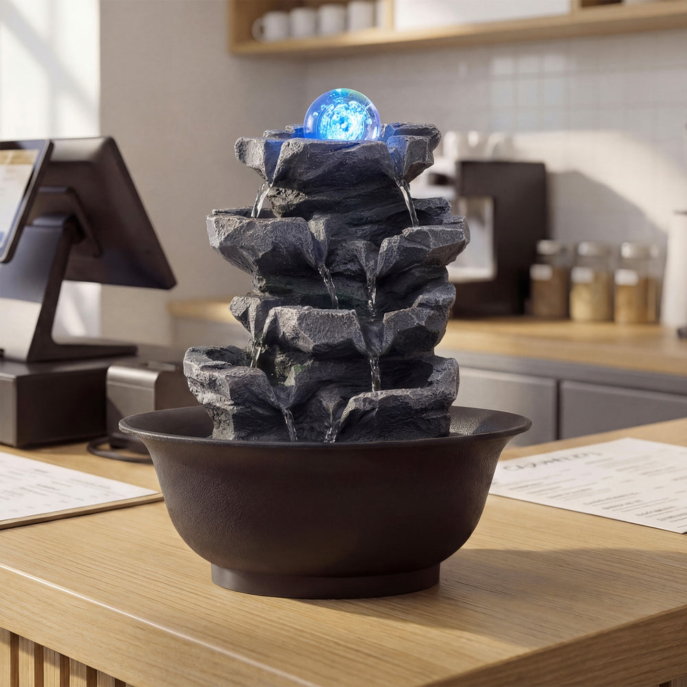 Tabletop Water Fountain with Rolling Crystal Ball and Color-Changing LED Light-D - Gallery View 1 of 11