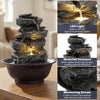 Tabletop water fountain with LED light, featuring a cascading waterfall design for a serene indoor ambiance.