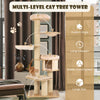Costway Modern Cat Tree Tower with Scratch Posts and Washable Mats New
