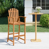 Tall Adirondack chair made of solid acacia wood with armrests and footrest, ideal for patio and deck seating.