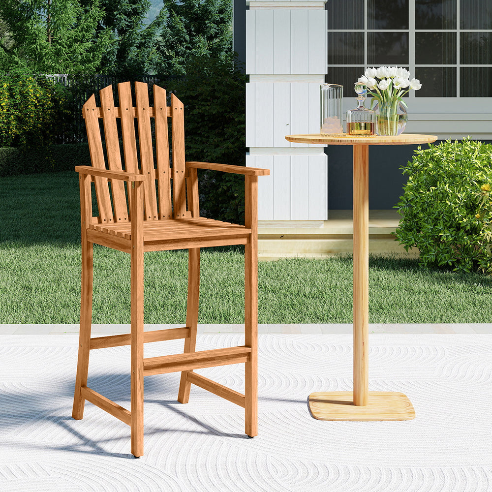 Tall Adirondack Chair with Armrests and Footrest for Deck-Natural - Gallery View 1 of 9