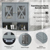 Tall gray bathroom cabinet with acrylic doors, 2 cabinets, and 3 adjustable shelves for versatile storage.