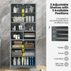 Tall gray bathroom cabinet with acrylic doors and 3 adjustable shelves for versatile storage of essentials.